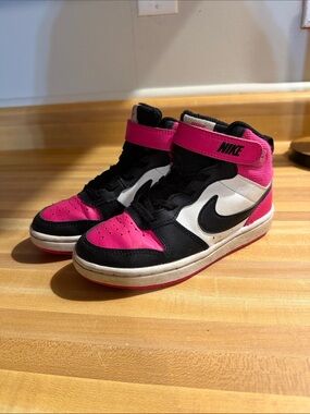 Nike High-Top Sneakers in Black, White & Hot Pink